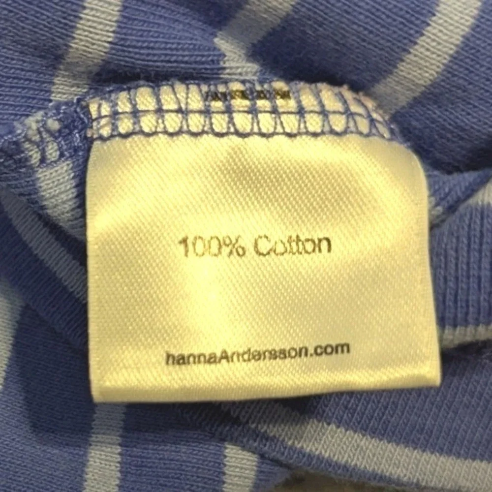 Hanna Andersson Girls Blue Striped Long Sleeve Cotton Knit Dress Size 80 ~18-24M